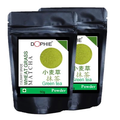 Wheat grass Matcha Green Tea Powder 50g | Culinary Grade | Direct Intake | Rich in Antioxidants | 15x More Benefits than Loose Green Tea Leaves or Green Tea Bags (Pack of 2)