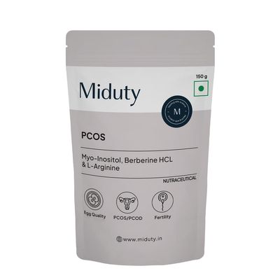 Miduty PCOS Supplement Myo Inositol 1000 mg | Helps in Hormonal Balance, Menstrual Cycle and Irregular Periods - 150 Gram, Powder