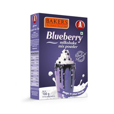 BAKERS Milk Shake Mix Powder - Blueberry Flavor (100g x 4, 400g) | Instant Thick & Creamy Shake Mix | Rich & Delicious Dessert Drink | Ready to Mix with Milk | No Preservatives |Ready in 30 Sec