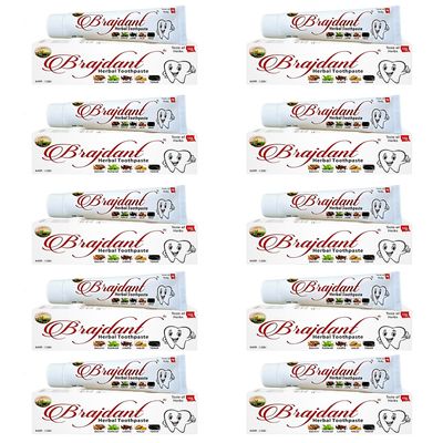 Brajdant - Clove Mint Cavity Protection Toothpaste - 100gm, No Added Flourides & Parabens, For Strong & Healthy Teeth, Enriched With Powerful Natural Ingredients (Pack of 10)