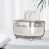 BLURISM Paper Napkin Box Holder, Fixed Buckle Pulling Tissue Box Cover for Office, Soft Tissue Organizer Box for Napkin Storage, Rectangular Decorative Tissue Box Holder (Silver) view 1