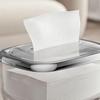 BLURISM Paper Napkin Box Holder, Fixed Buckle Pulling Tissue Box Cover for Office, Soft Tissue Organizer Box for Napkin Storage, Rectangular Decorative Tissue Box Holder (Silver) view 2