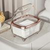 BLURISM Home decor tissue box, Transparent tissue box, convenient decorative buckle fixing, pet, ABS tissue dispenser box for table, restaurant, bathroom, cafe (Rose Gold) view 3