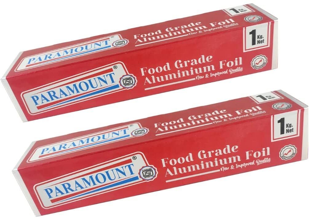 CLARET 1KG Aluminium Foil Food Packing Roll, Keeps Food Warm and Fresh, 2-Pack for Daily Use