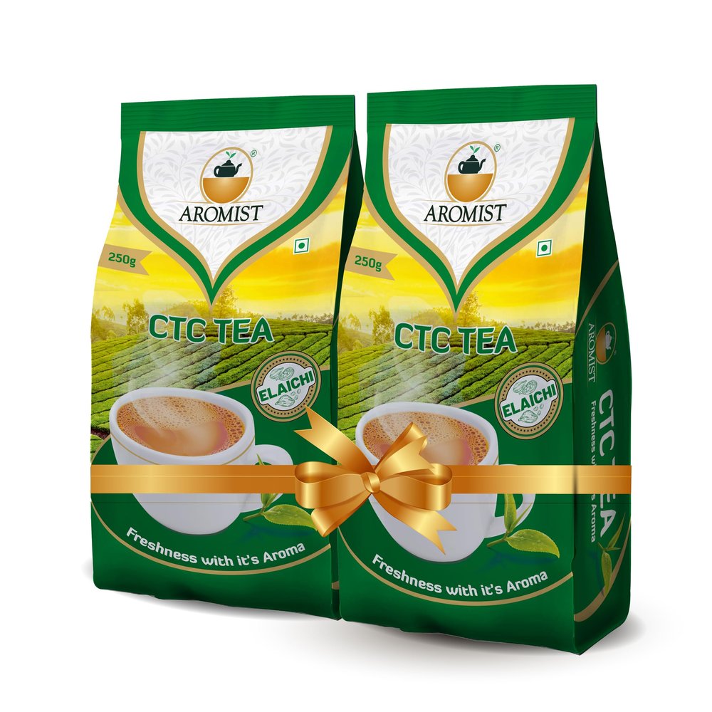 Aromist Elaichi Tea (250 Gm) | Pack of 2 | Strong Chai | Rich Strengh | Crush Cardamom | No Added Flavour | Refreshing | Nicely Blend | All Natural Ingredients | No Preservatives | Selected Gardens of Dooars (250 Gms Each) | Pack Of 2 | Total (500 Gr