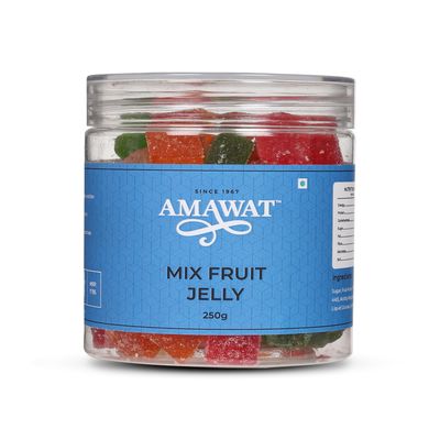 AMAWAT Mix Fruit jelly (250gm) | Colourful Fruit Jelly | Sugar Flavoured Jelly | Cubes Sugar Coated Jelly | Kids Snack | Confectionery Item