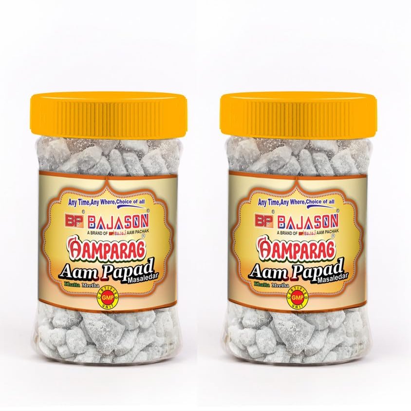 Bajason Aam Parag Aam Papad | Natural & Digestive | Khatta Meetha Mukhwas, Mouth Freshner (Pack Of 2, 200g each)