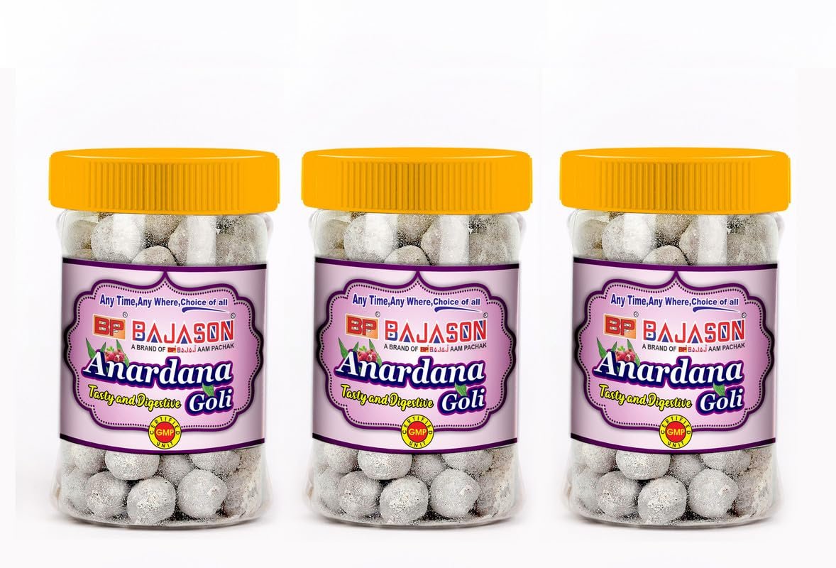 Bajason Anardana Goli | Natural & Digestive | Khatta Meetha Mukhwas, Mouth Freshner (Pack Of 3, 200g each)