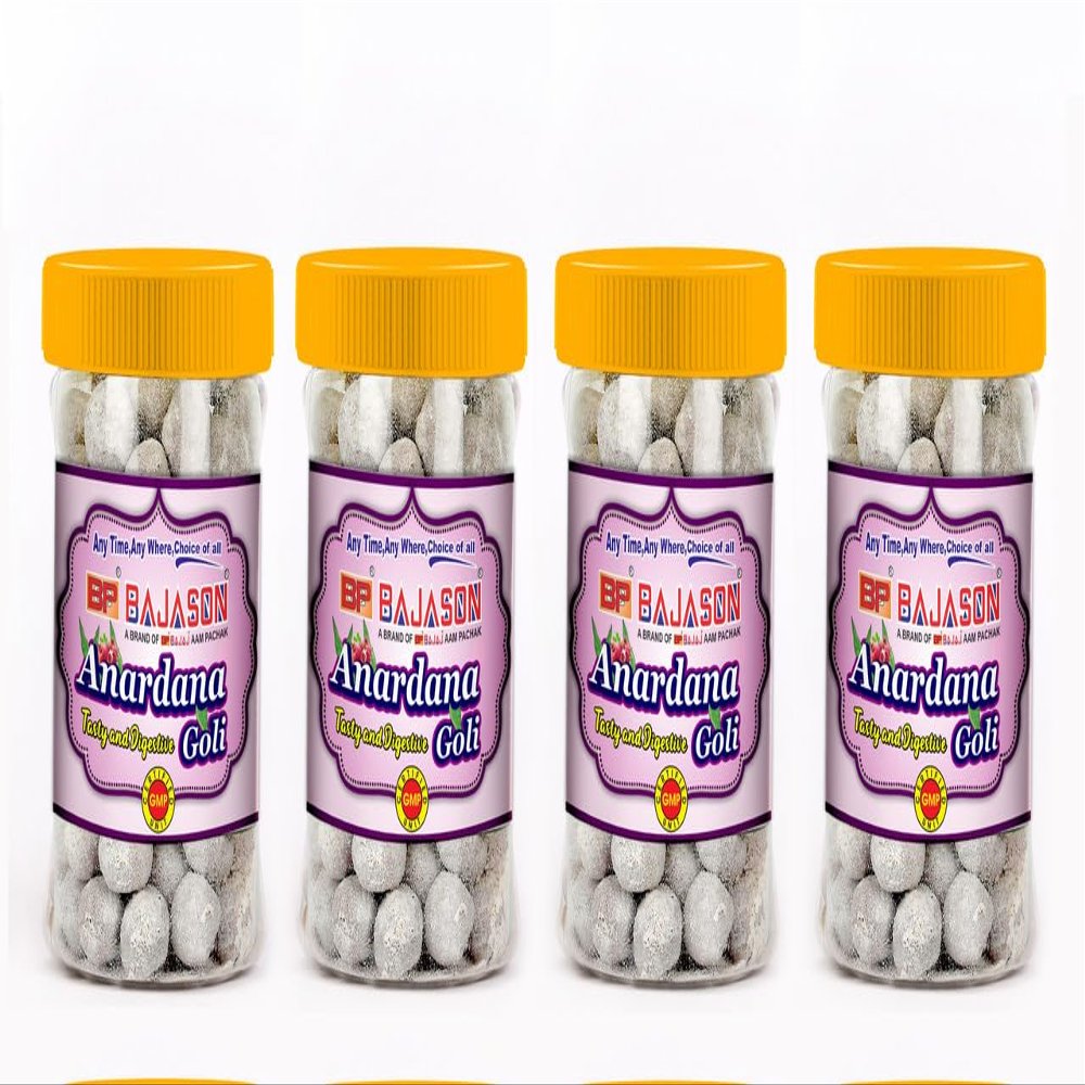 Bajason Anardana Goli | Natural & Digestive | Khatta Meetha Mukhwas, Mouth Freshner (Pack Of 4, 200g each)