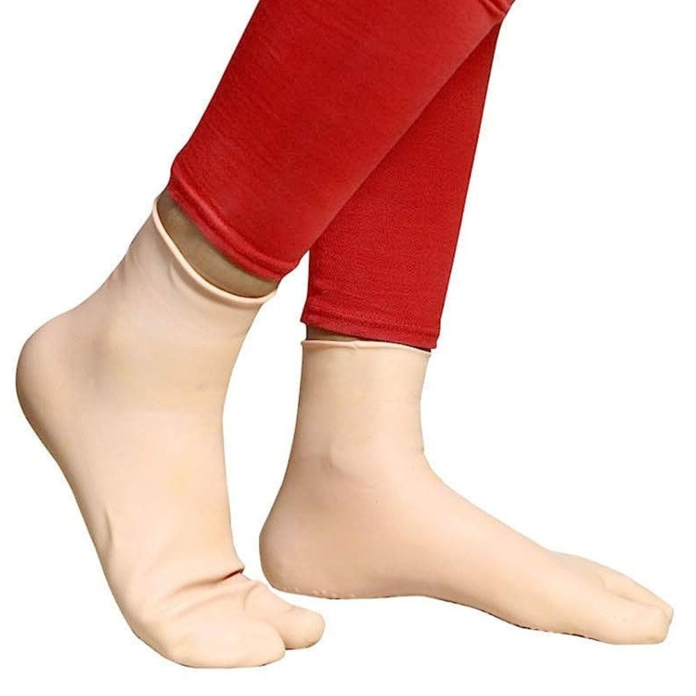 MEDIBAR Men's and Women's Anti Crack Gel Heel and Foot Protector Moisturizing Socks (SKIN, MEDIUM, 9-10-11) PAIR OF 2