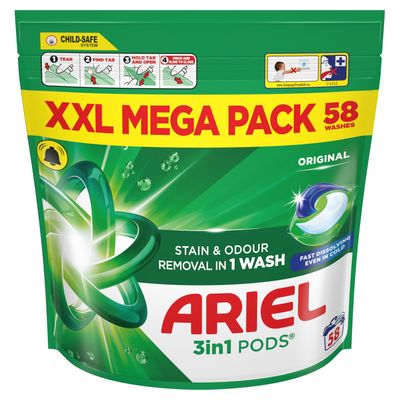 Ariel All-In-1 Pod's Washing Detergent Capsules 58 Washes Regular