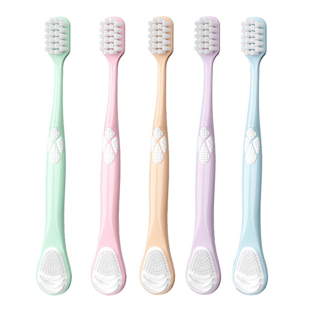 HANNEA Double-Side Desiged Tongue Scraper, Ultra-soft Tongue Brush Tongue Cleaner (5 PACK)