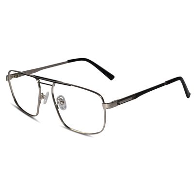 LensKandy | Zero Power Antiglare & Bluecut Computer Glasses | UV Protection Rectangular Marcel Specs For Men | Silver | Medium (LKCG9002-SILVER)