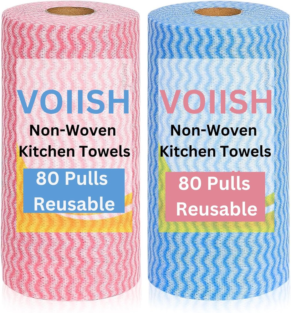 Voiish Non-Woven Kitchen Towel Rolls High Absorbency, Eco-Friendly Materials, Everyday Luxury for Your Home and Kitchen, Ideal for Cleaning, Cooking, and Daily Use (Pack of 2)