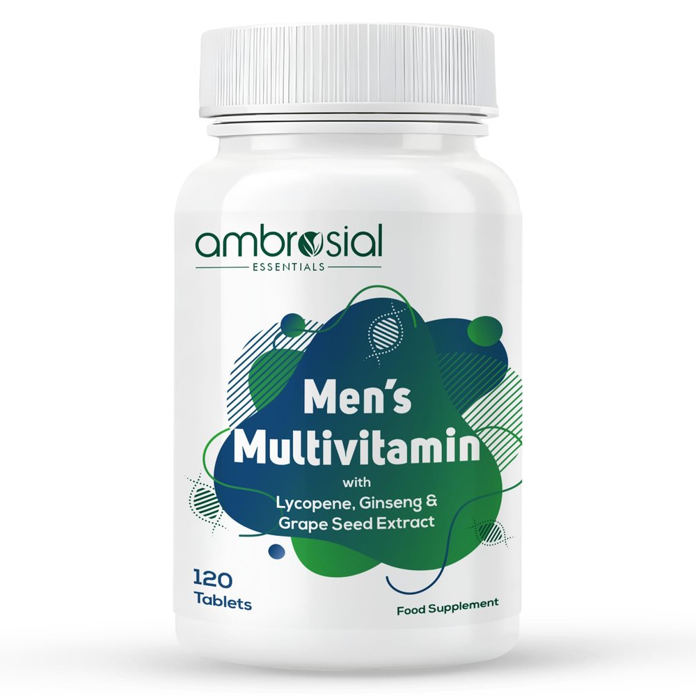 Ambrosial Men's Multivitamin Tablets - Multivitamin for Men with Lycopene, Ginseng & Grapeseed extract- Multivitamins for Men, Supports Muscle Strength, Immunity, Energy & Endurance 120 Tablets
