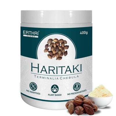 Erthri Haritaki Powder 400g | Pure Organic Harad Powder for Digestion, Skin and Hair | Inknut for Dark Circles | kadukkai powder for face