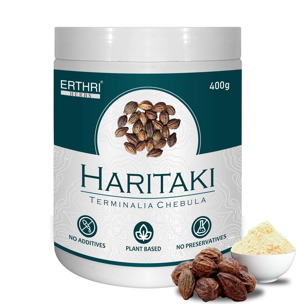 Erthri Haritaki Powder 400g | Pure Organic Harad Powder for Digestion, Skin and Hair | Inknut for Dark Circles | kadukkai powder for face