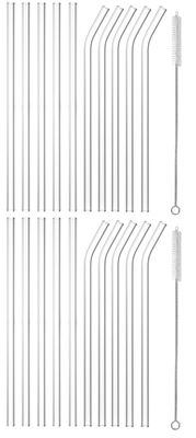 SAVE Reusable Glass Straw Set | Drinking Straws & Cleaning Brush | Ecofriendly Multiuse Drinking Straws | Cute Straws for Cocktails, Mocktails, Shakes & More Drinks (White Combo, 20)