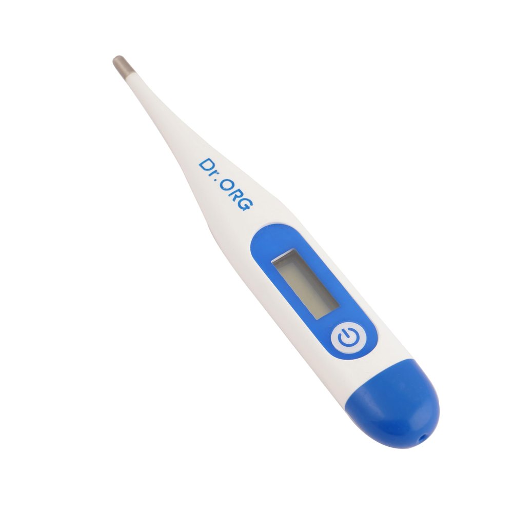 Dr. ORG Digital Thermometer for Fever | High Accuracy Digital Display | Water Resistance |Comfortable Fever Measurement Thermometer for Babies, Children and Adults (Glass and Plastic) (Blue)