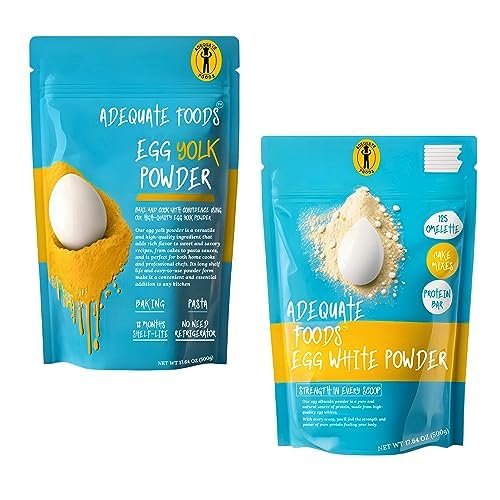 Adequate Foods Egg Yolk and Egg White Powder (500 gm + 500 gm) Pack of 2 Protein for Cooking and Baking - Nutrient-Rich, Convenient, and Versatile