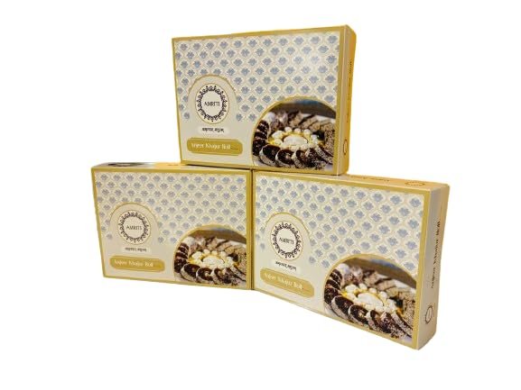 Anjeer Khajur Roll | 3 boxes of 500gms each| by Amriti Sweets with Traditional Authentic Aroma and ZERO Preservatives