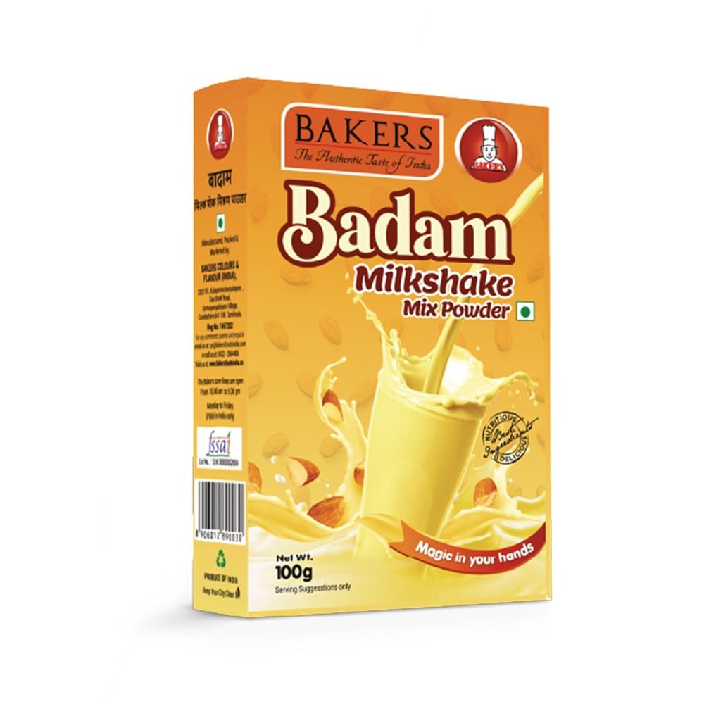 BAKERS Milk Shake Mix Powder - Badam Flavor (100g x 4, 400g) | Instant Thick & Creamy Shake Mix | Rich & Delicious Dessert Drink | Ready to Mix with Milk | No Preservatives |Ready in 30 Sec