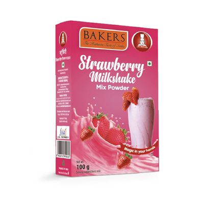 BAKERS Milk Shake Mix Powder - Strawberry Flavor (100g x 4, 400g) | Instant Thick & Creamy Shake Mix | Rich & Delicious Dessert Drink | Ready to Mix with Milk | No Preservatives |Ready in 30 Sec