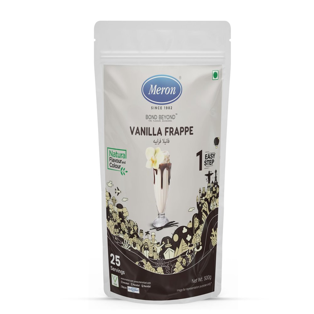 Meron Vanilla Frappe Mix | 500 g | Caf-Style Beverage Powder | Creamy & Aromatic Vanilla Flavor | Perfect for Iced Coffee Drinks & Milkshakes