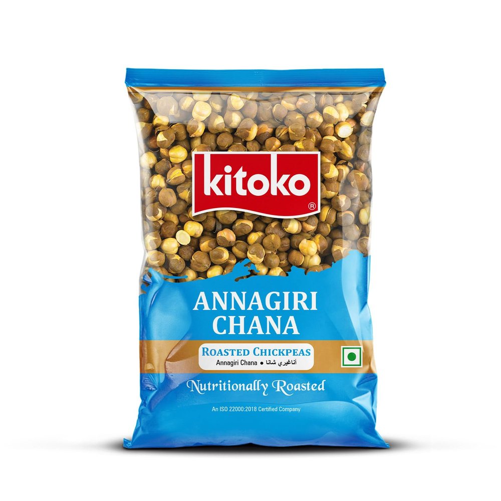 KITOKO FOODS Roasted Annagiri Chana Unsalted (360gm), Plain Desi Chickpeas With Skin, Bhuna Chana Namkeen Snacks, Organic Whole Daria, Healthy & Gluten-Free Chana (360gm Pack of 1)