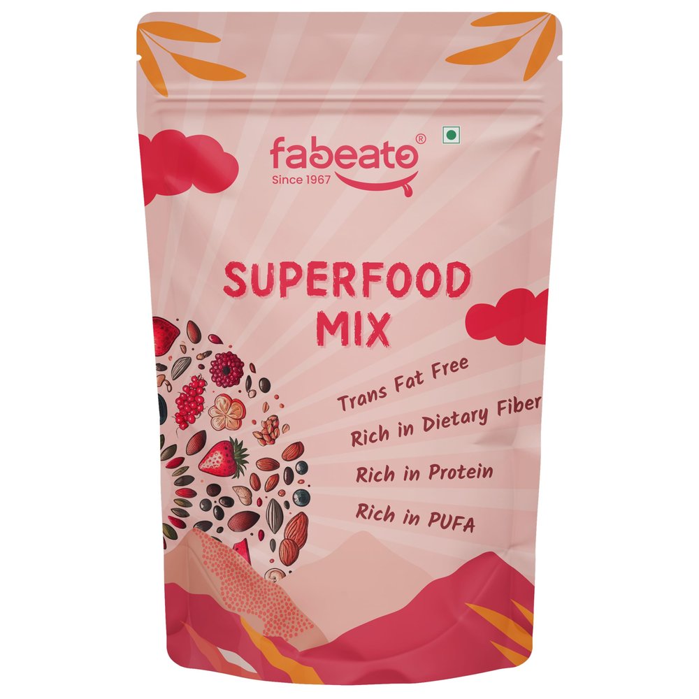 Fabeato 15-In-1 Premium Superfood Mix 200g |Trail Mix |Nuts, Dry Fruits, Seeds and Berries | Rich in Dietary Fiber, Rich in Protein|Trans Fat free|Rich in PUFA