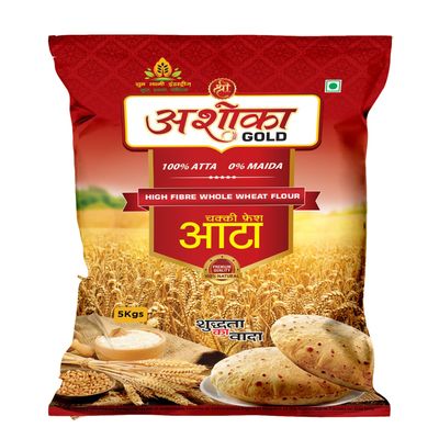 5kgs | Ashoka Gold Chakki Fresh Atta | 1 Pouch | High Fibre Superior Whole Wheat Flour