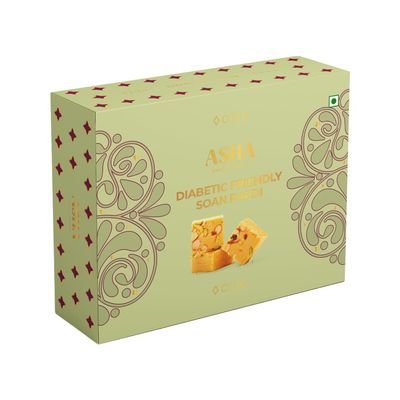 ASHA SWEET CENTER Sweets Premium Handcrafted Diabetic Friendly Soan Papdi-250Gm|Authentic Indian Dessert Made With Pure Ghee&Low Gi Sugar|Exclusive Sweets Gift Box For Any Occasion&Celebration|Pack Of