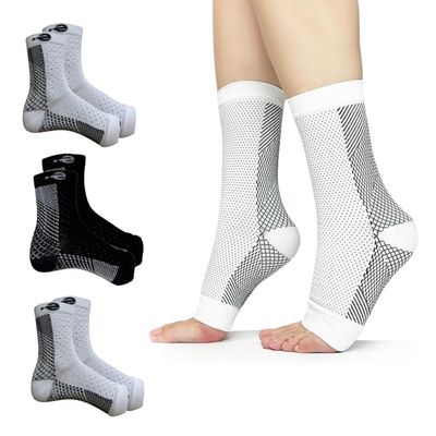 Ecosync Ortho Bamboo Neuropathy Socks Combo Pack of 3, White/Black/White - Cooling Compression for Women, Nano for Men & Women, Pain Relief, Anti-Bacterial, Seamless, Moisture Wicking