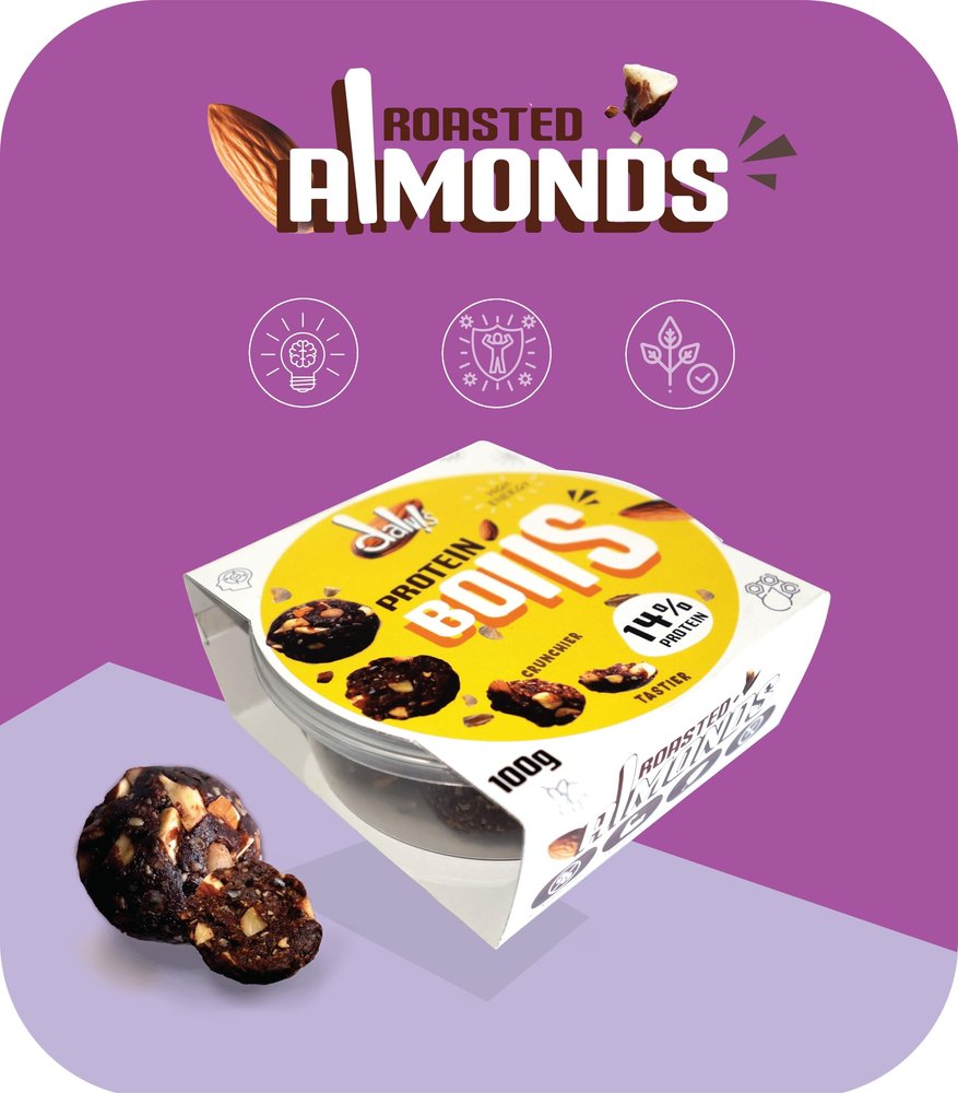 Dalvi's Healthy Protein Balls (100g)| Roasted Almond Flavour| High Protein & Instant Energy| Sugar-Free Snacks| Pack of 10- Healthy Snack Balls| Healthy Snacks|Energy-Bar Replacement