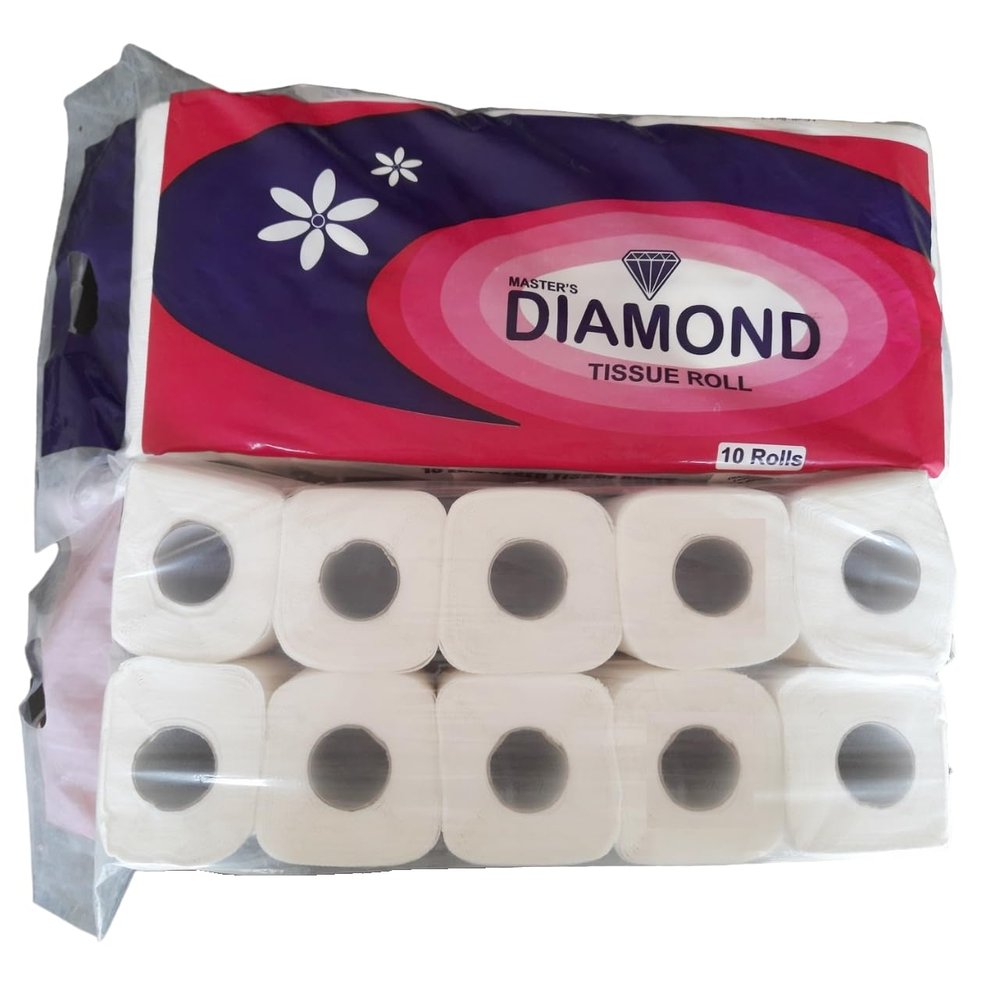 Diamond 2 Ply Soft, Hygienic & Absorbent Toilet Tissue Paper Roll - Pack of 10 (215 Pulls Per Roll, 2150 Sheets) (Pack of 1)