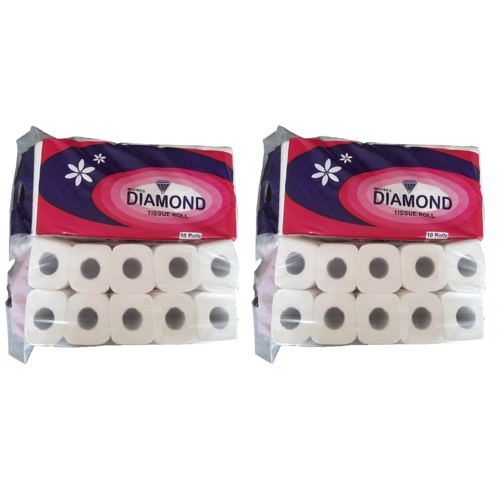 Diamond 2 Ply Soft, Hygienic & Absorbent Toilet Tissue Paper Roll - Pack of 10 (215 Pulls Per Roll, 2150 Sheets) (Pack of 2)