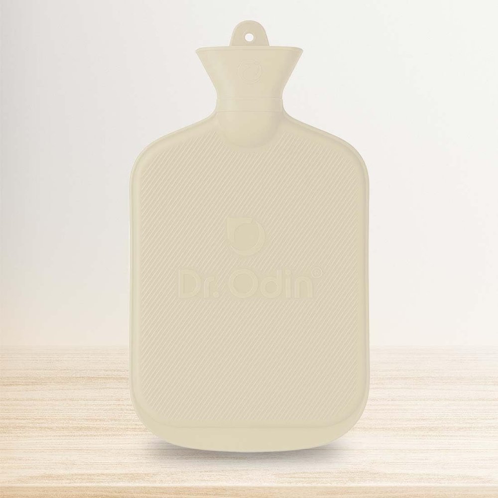 Dr. Odin Hot Water Bag (1.75 Litre) Non-Electric Leakproof Hot Water Bottle for Body Pain Relief, Back Pain, Neck & Joint Pain, Sport Injuries & Cramps,Reusable Heating Pad (Cream)