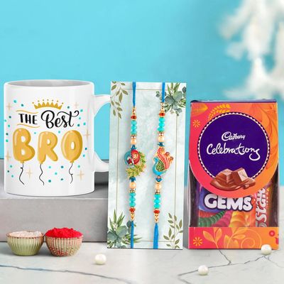 Ascension Rakhi Chocolate Combo Pack Rakhi Gift Combo for Raksha Bandhan Rakhi Gift Hamper Pack of 2 Peacock Rakhis For Brother with Chocolate Box Rakhi Gift Pack & Roli Tilak