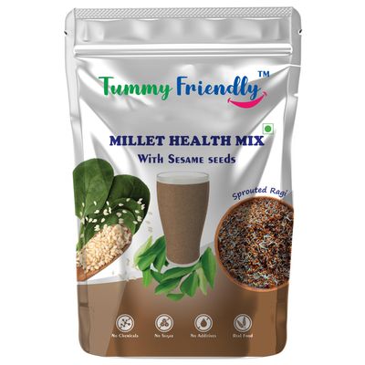 TummyFriendly Foods organic Sprouted Ragi Powder for Kids and adults | Sprouted Ragi Flour for adults and kids |Millet Health Mix Powder for Adults Organic | 800g