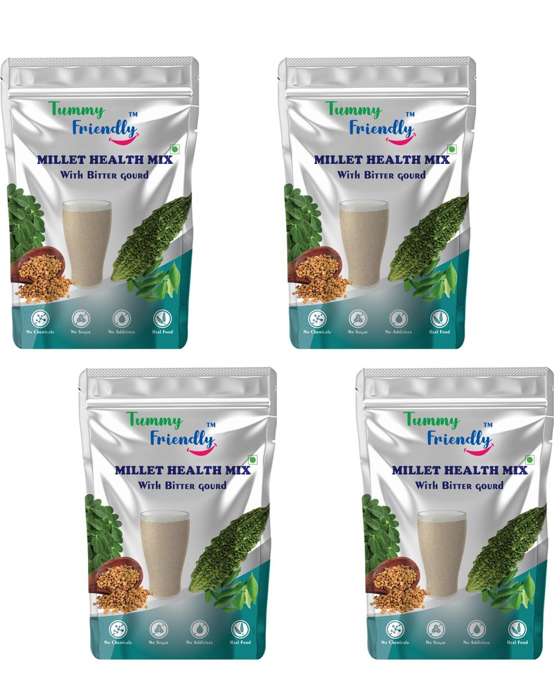 Tummy Friendly Foods Millet Health Mix with Bitter Gourd | Multi Millet Health Mix Powder for Adults Organic | Bitter Gourd, Methi Seeds, Moringa Leaves for Diabetes | 3200g, (800g each pack)