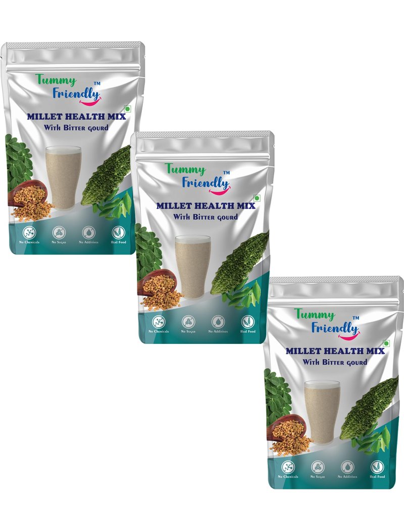 Tummy Friendly Foods Millet Health Mix with Bitter Gourd | Multi Millet Health Mix Powder for Adults Organic | Bitter Gourd, Methi Seeds, Moringa Leaves for Diabetes | 2400g, (800g each pack)