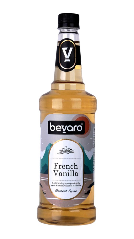 Bevaro French Vanilla Syrup - 1000 ml Bottle | Premium Coffee & Dessert Syrup for Hot Coffee, Cold Coffee, Shakes & Desserts | Perfect Add-On for Beverages & Sweet Treats