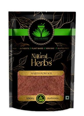 SAI HERBS Majith Root Powder - Manjistha Root Powder - Manjith Jadd Powder - Majeeth Jadd Powder - Madder Root Powder - Rubia Cordifolia Root Powder - Pure & Natural (100 Grams)