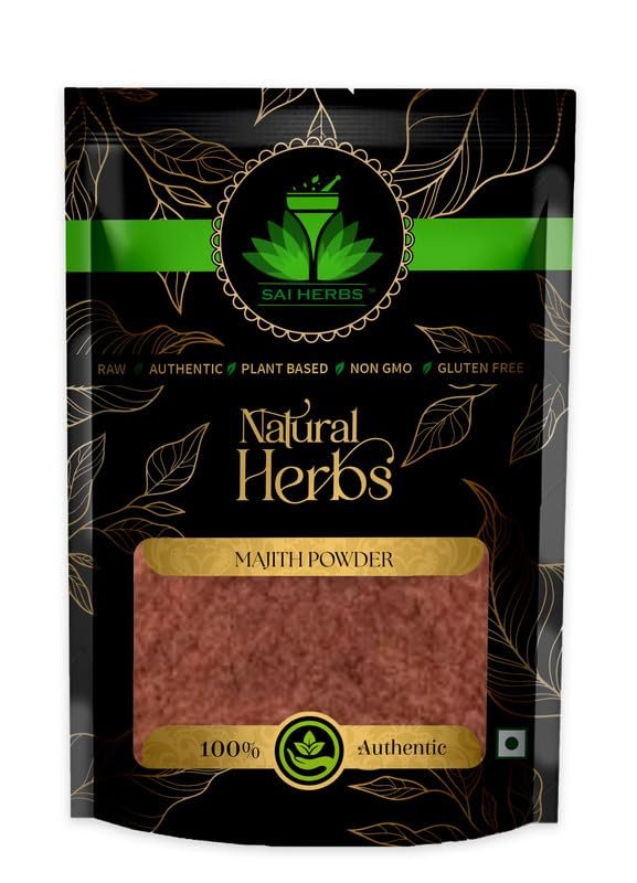 SAI HERBS Majith Root Powder - Manjistha Root Powder - Manjith Jadd Powder - Majeeth Jadd Powder - Madder Root Powder - Rubia Cordifolia Root Powder - Pure & Natural (100 Grams)