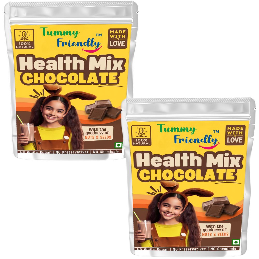 TummyFriendly Foods Organic Chocolate Health Mix Powder For baby kids 2 year old | Baby food for 2+ year old | Maximum Nutrition From Real Food. 300g, (100g each pack)