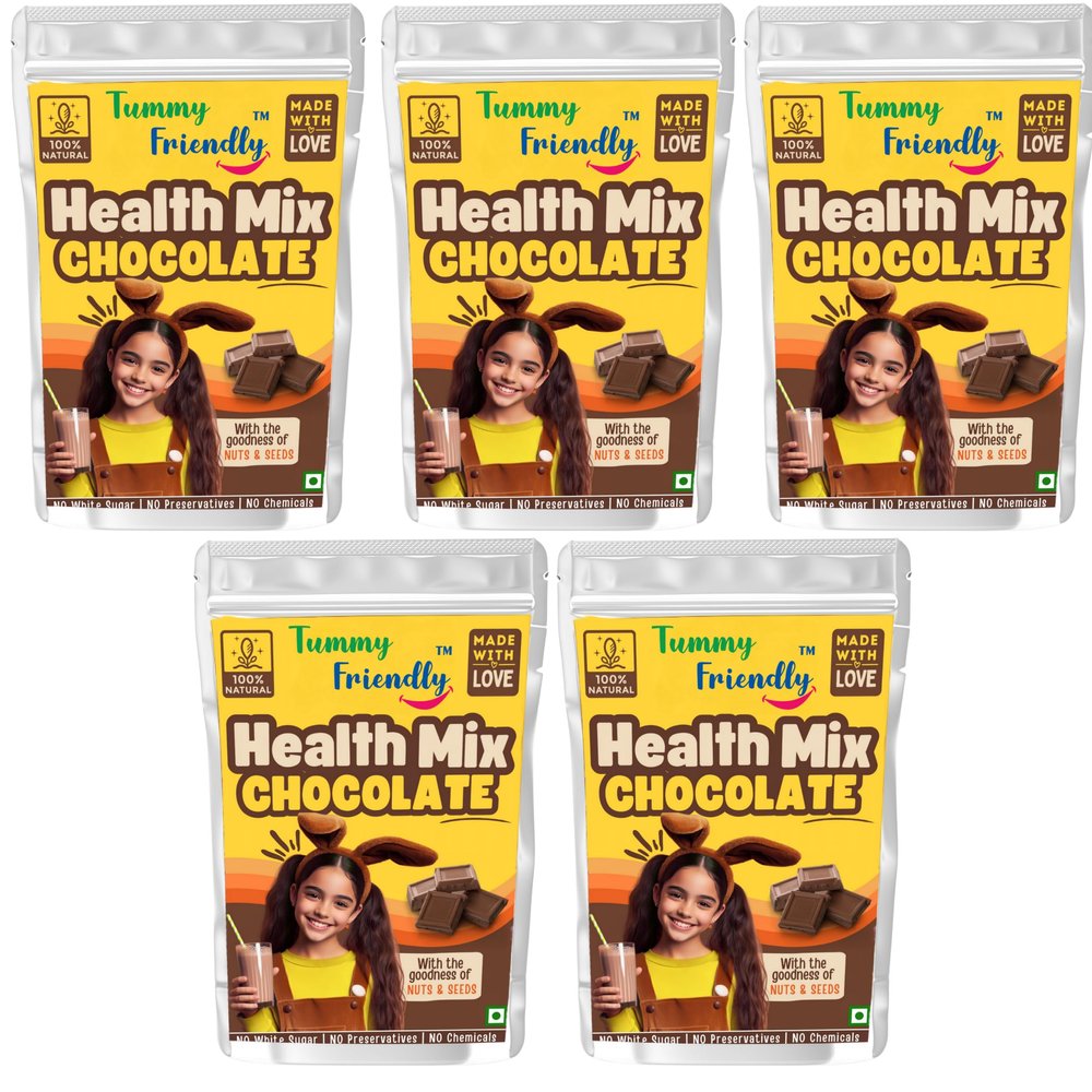 TummyFriendly Foods Organic Chocolate Health Mix Powder For baby kids 2 year old | Baby food for 2+ year old | Maximum Nutrition From Real Food. 500g, (100g each pack)