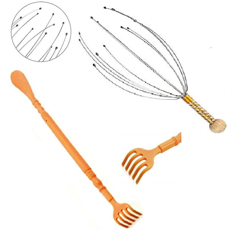 AASHIE N HOME'S 10pcs 14 Inch plastic Itching Stick Head Massager 1 + Back Massager stick 1 for men,women and kids made in india