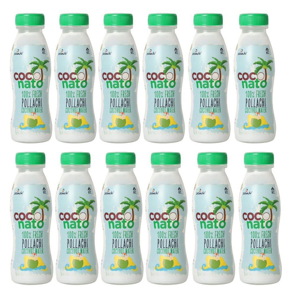 Creando Coconato 100% Tender Coconut water from Pollachi | Natural Tender Coconut Water I No Added Sugars or Artificial Flavors I Real Nariyal Paani For Daily Hydration (Pack of 12, 200ml Each)