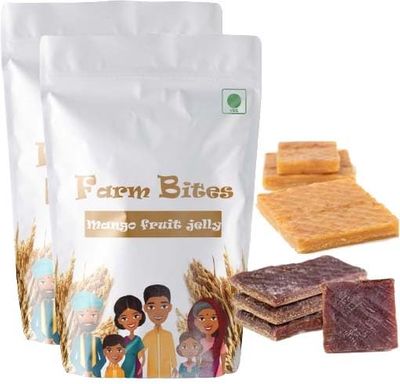 Farm Bites - Fresh and Healthy Palm FruitJelly | PalmyraJelly | Thaati Thandra |   (250 Grams) & MangoJelly | Aam Papad |   (250 Grams)