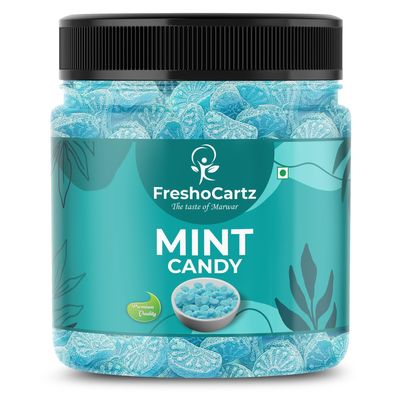 FreshoCartz Mint Flavoured Candy | Pudina Mint Candy | Pudina Goli | Hard Blue Mint Goli | Mouthfreshner - Jar Pack (Pudina Candy, 400g (Pack of 1))